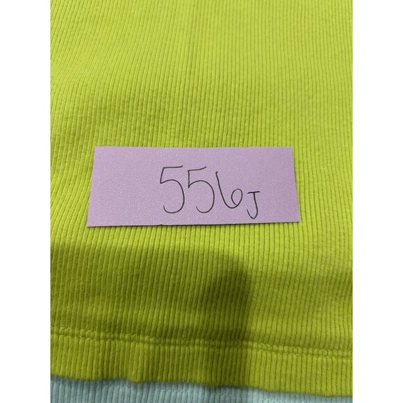 Yellow Green Light Blue V Neck Ribbed Long Sleeve Shirt Button Cuff Detail - Picture 8 of 9